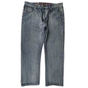 Linea Uomo Relaxed Straight Fit Jeans Men's High Rise W40 x L32 Blue Wash Y2K